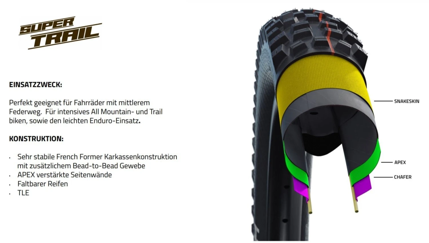 Schwalbe Hans Dampf Addix Soft Super Trail SnakeSkin Tubeless Easy E-25 26x2.35 – Bild 5
