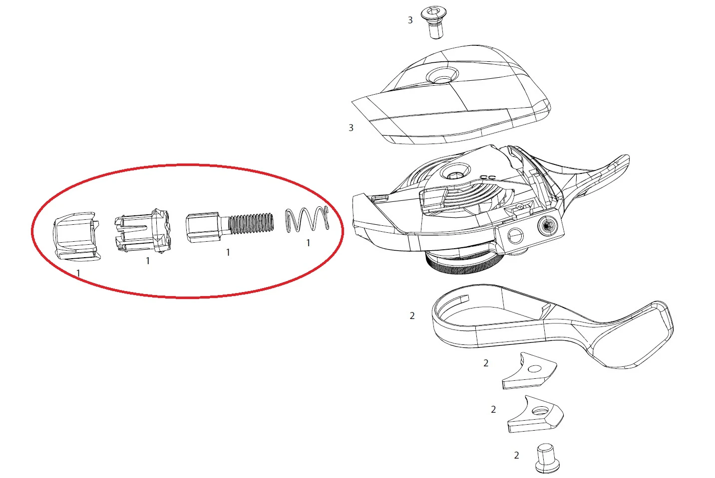 Sram XX1 Eagle/X01 Eagle Trigger Barrel Adjuster Kit Black – Bild 2